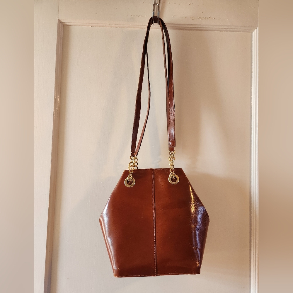 Cristian Ginuine Leather Made In Italy - Vintage Brown Leather Shoulder Bag